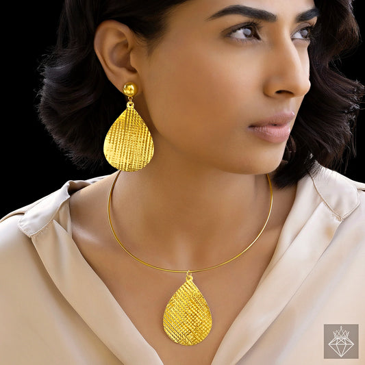 AUROZI Anti-Tarnish Waterdrop Necklace Set With Earrings