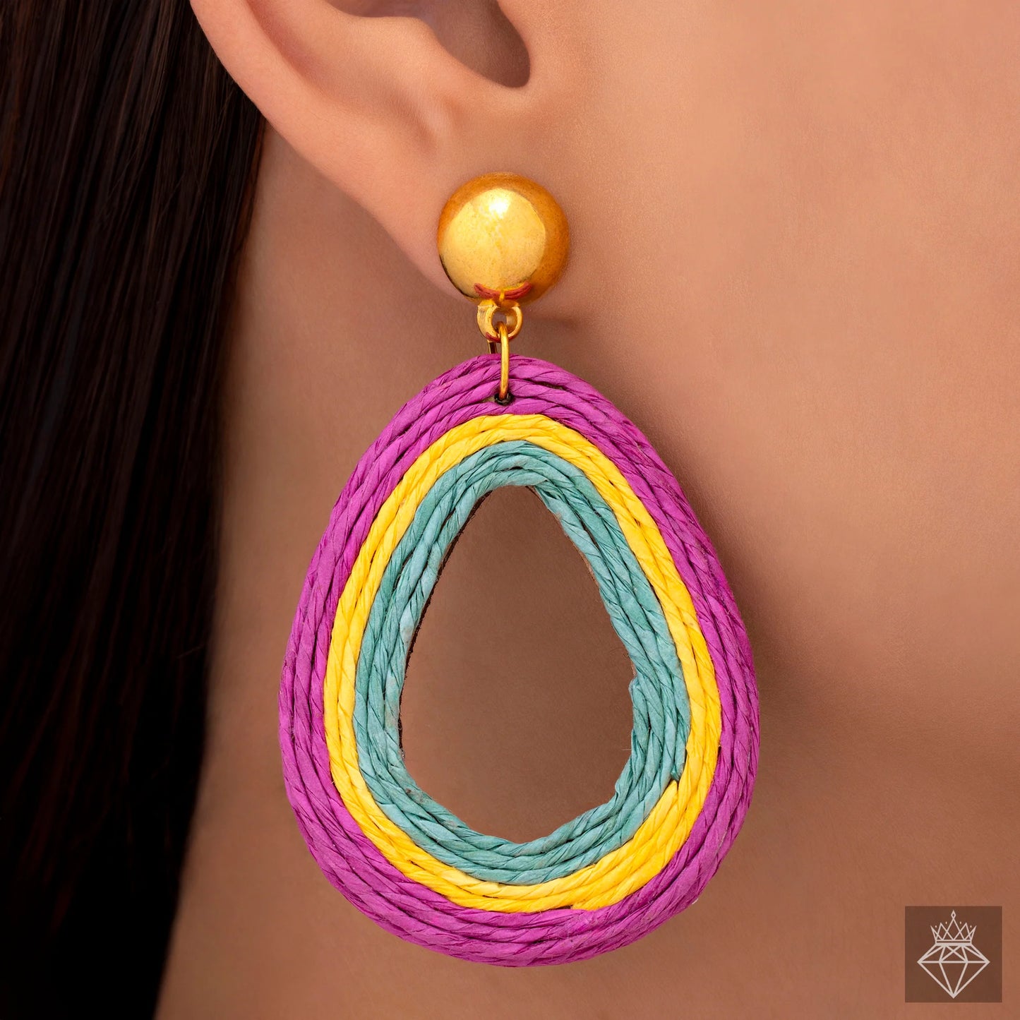 AUROZI Multicolour Raffia Danglers