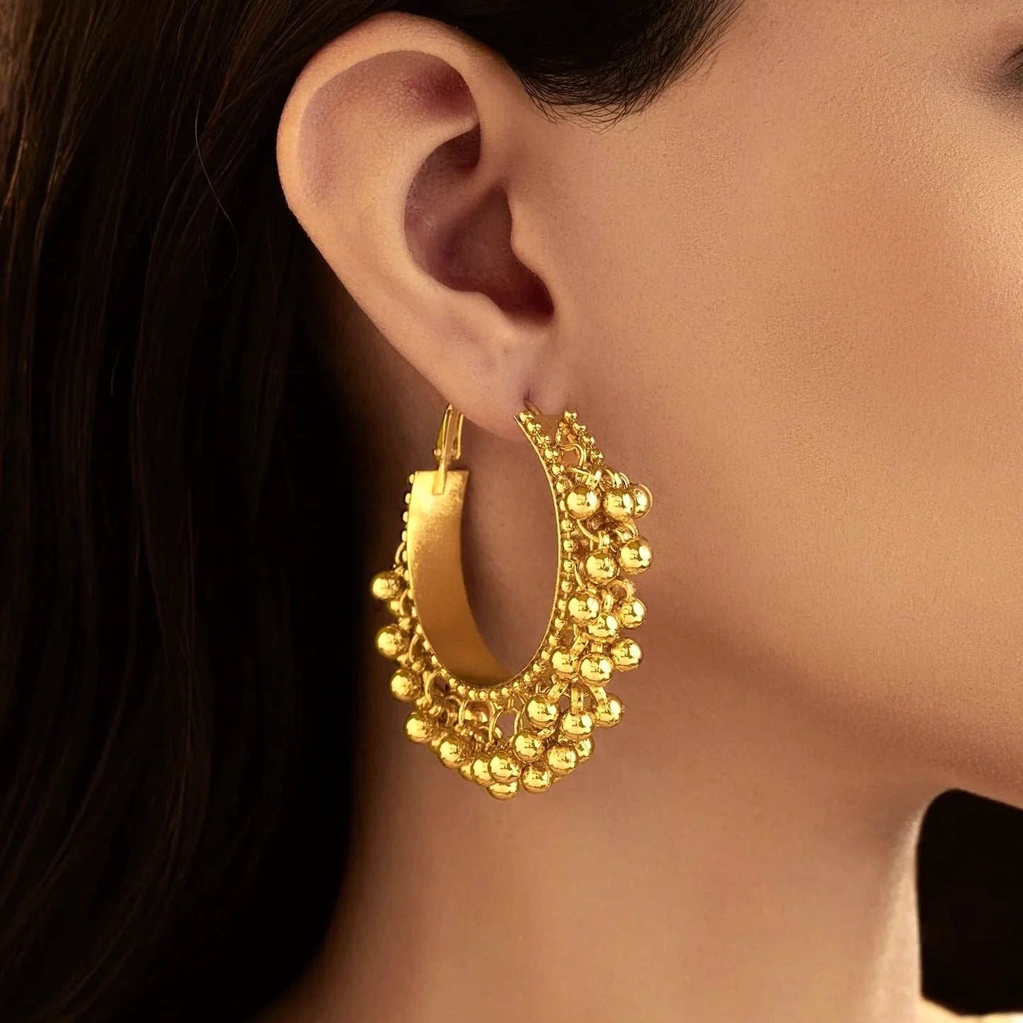 AUROZI Anti-Tarnish Golden Ghungroo Earrings