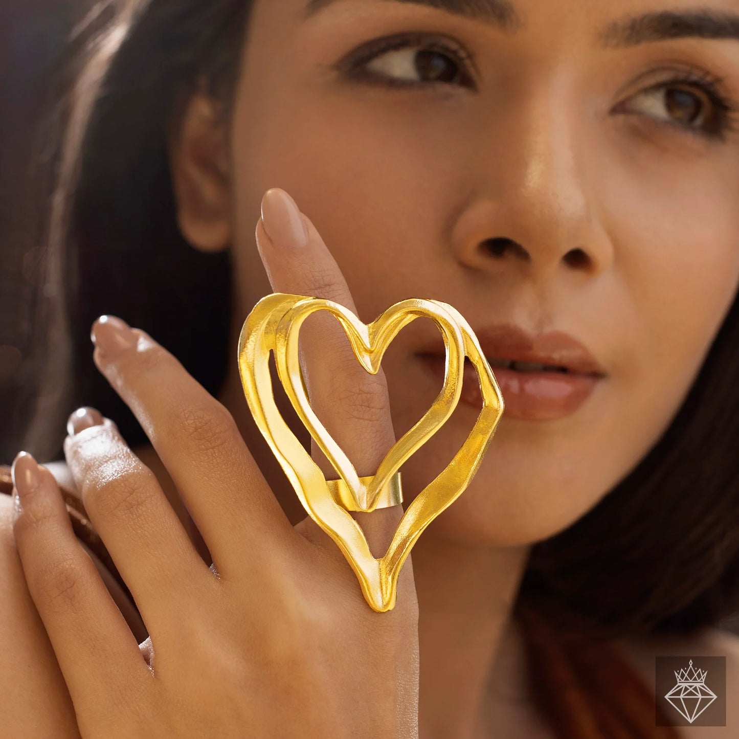 AUROZI Anti-Tarnish Heart Ring (Adjustable Size)