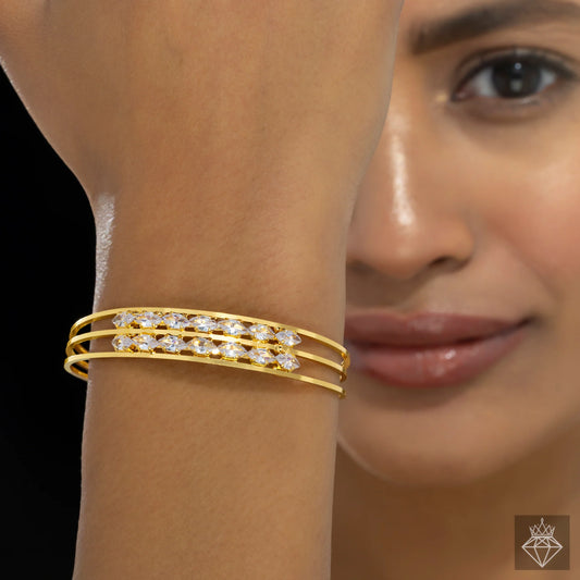 AUROZI Anti-Tarnish Crystal Double Line Bracelet (Adjustable Size)