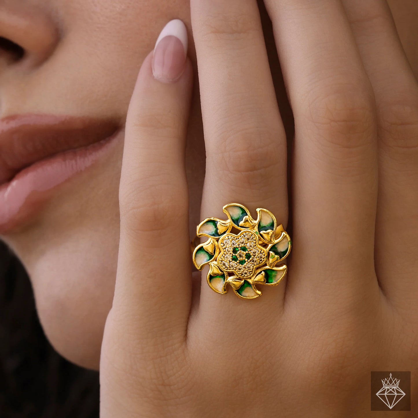AUROZI Anti-Tarnish Golden Flower Ring (Adjustable Size)