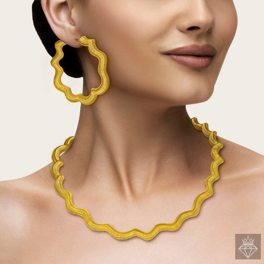 AUROZI Anti-Tarnish Spring Necklace Set With Earrings