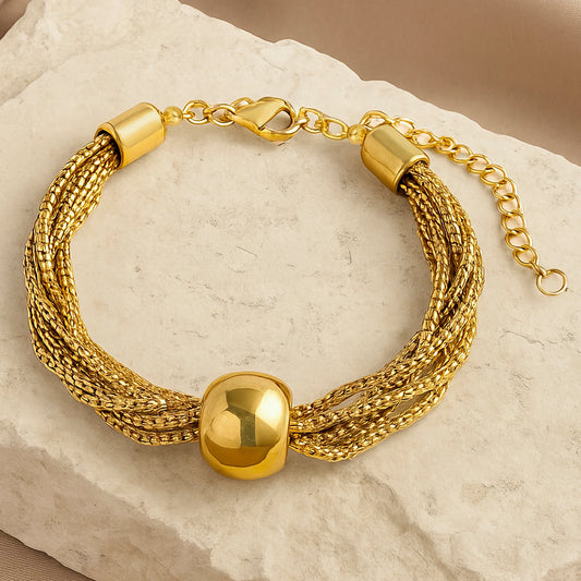 AUROZI Multi-Line Box Chain Ball Bracelet – Anti-Tarnish & Adjustable