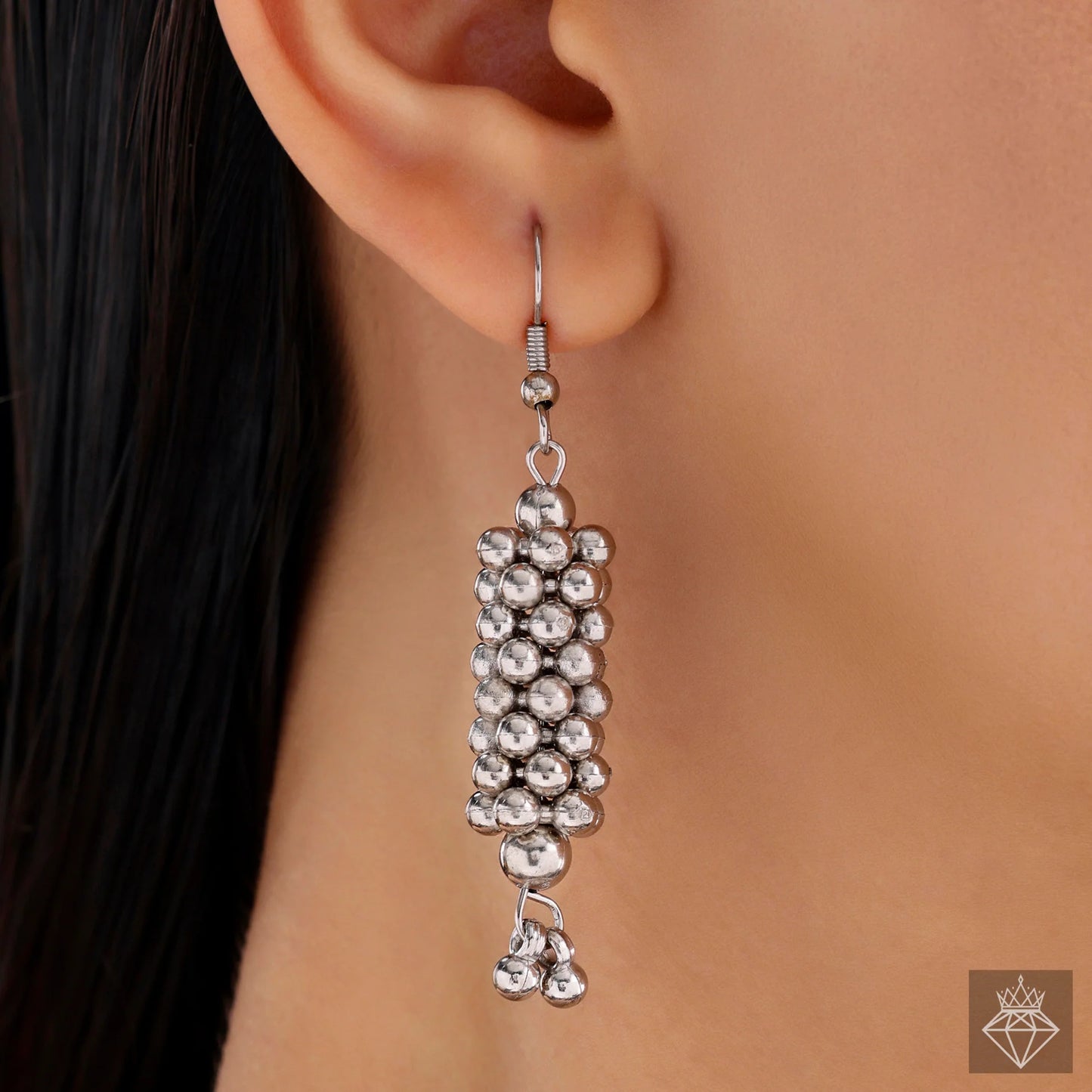 AUROZI Traditional Oxidised Silver Jewelry Set (Necklace & Earrings)