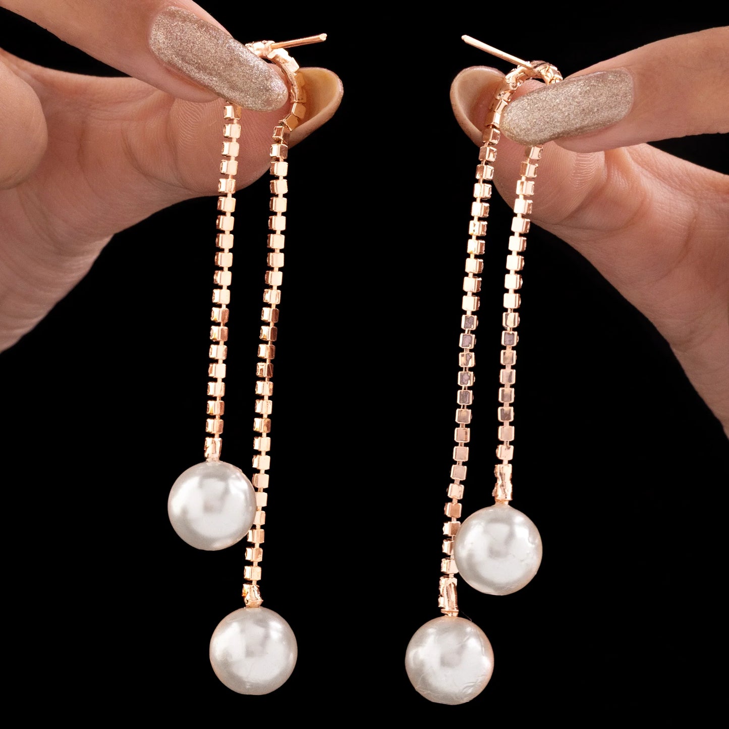 AUROZI Anti-Tarnish Pearl Drop Crystal Danglers