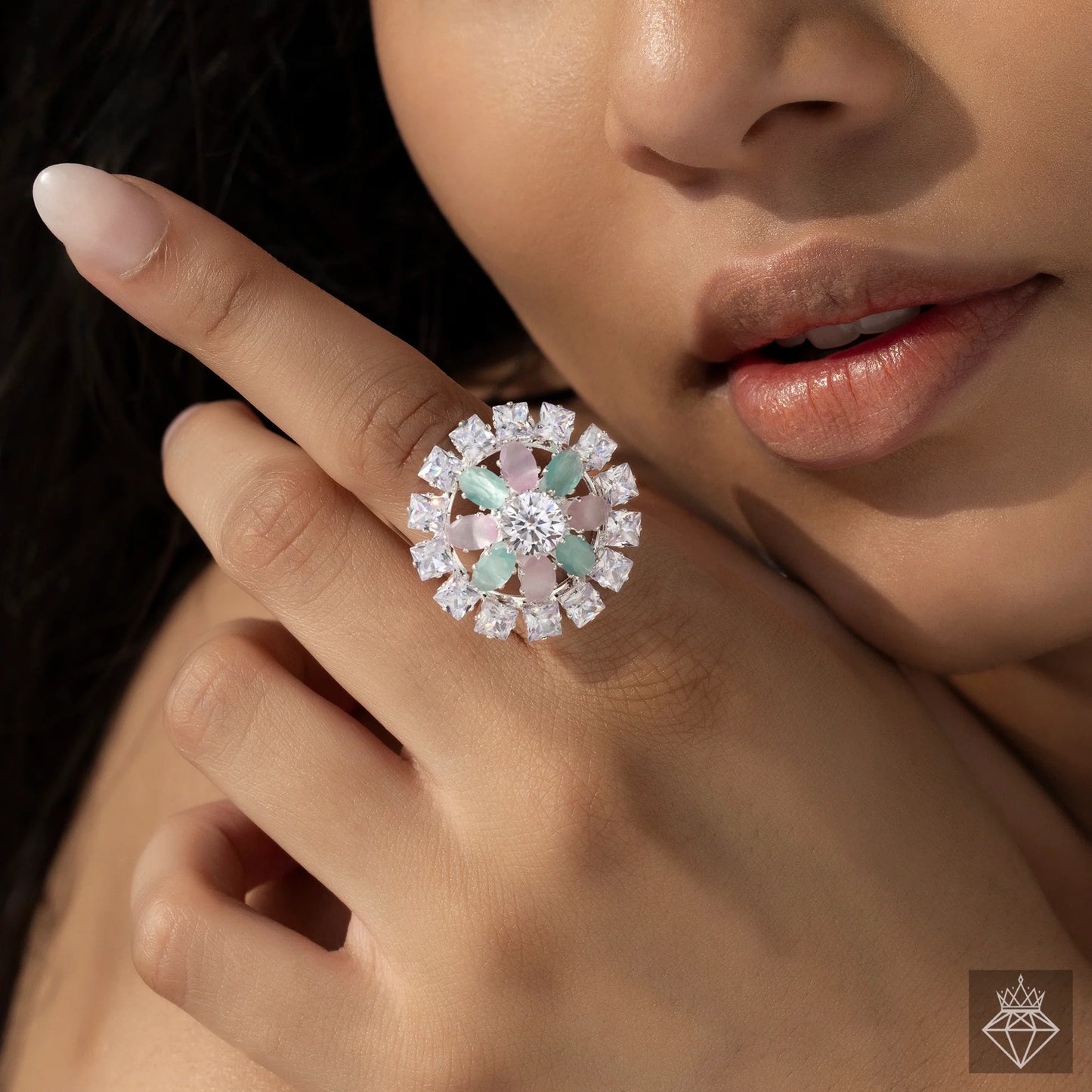 AUROZI Anti-Tarnish Crystal Ring (Adjustable Size)