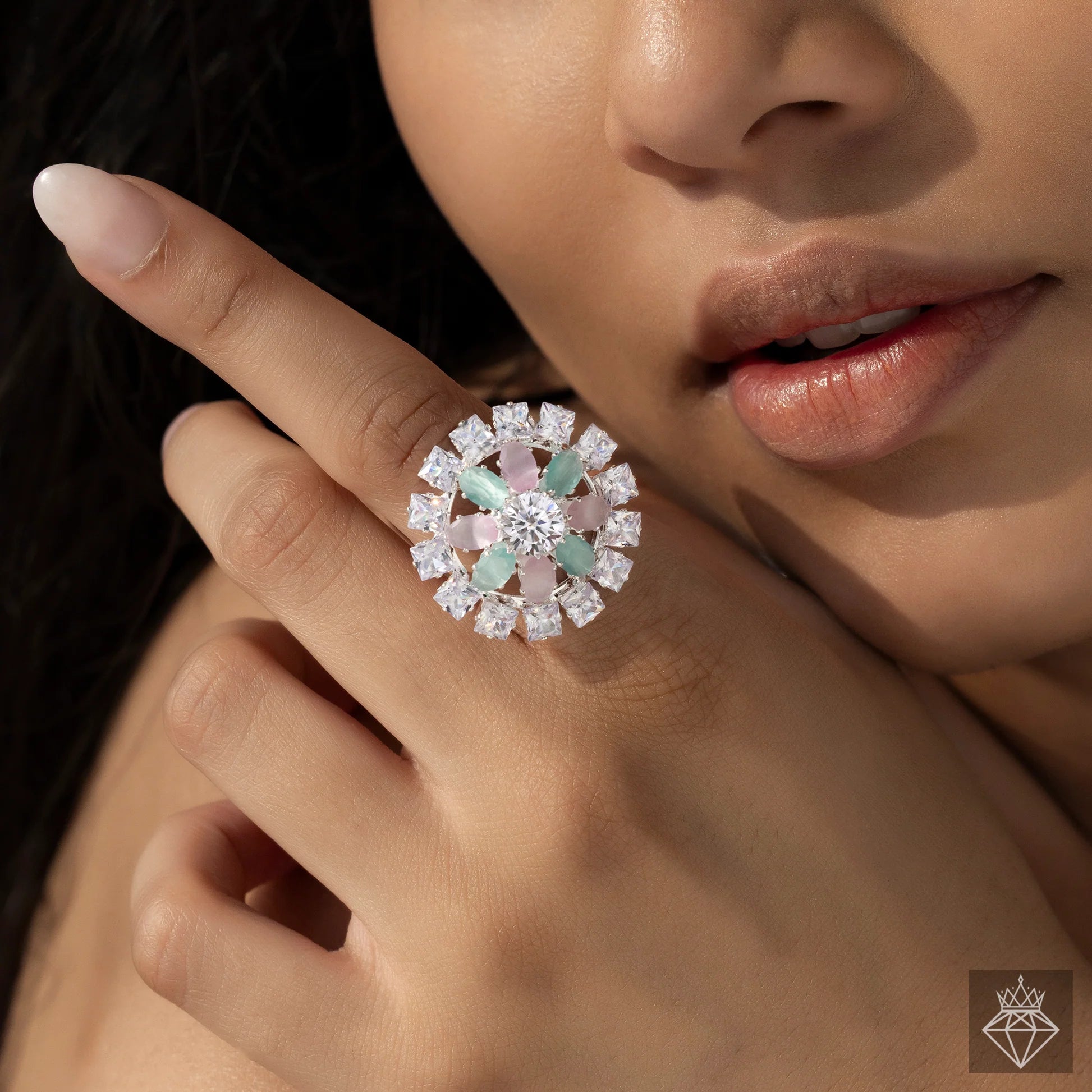 AUROZI Anti-Tarnish Crystal Ring (Adjustable Size)