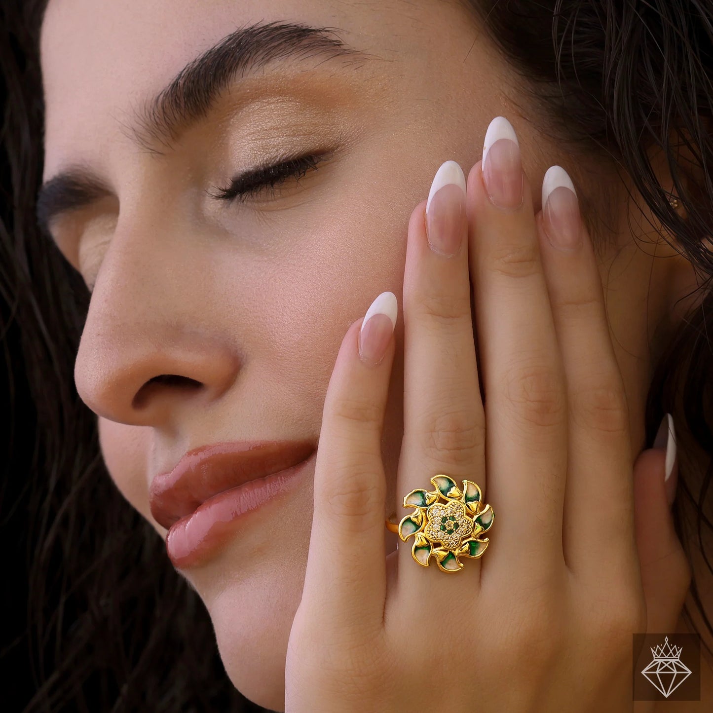 AUROZI Anti-Tarnish Golden Flower Ring (Adjustable Size)