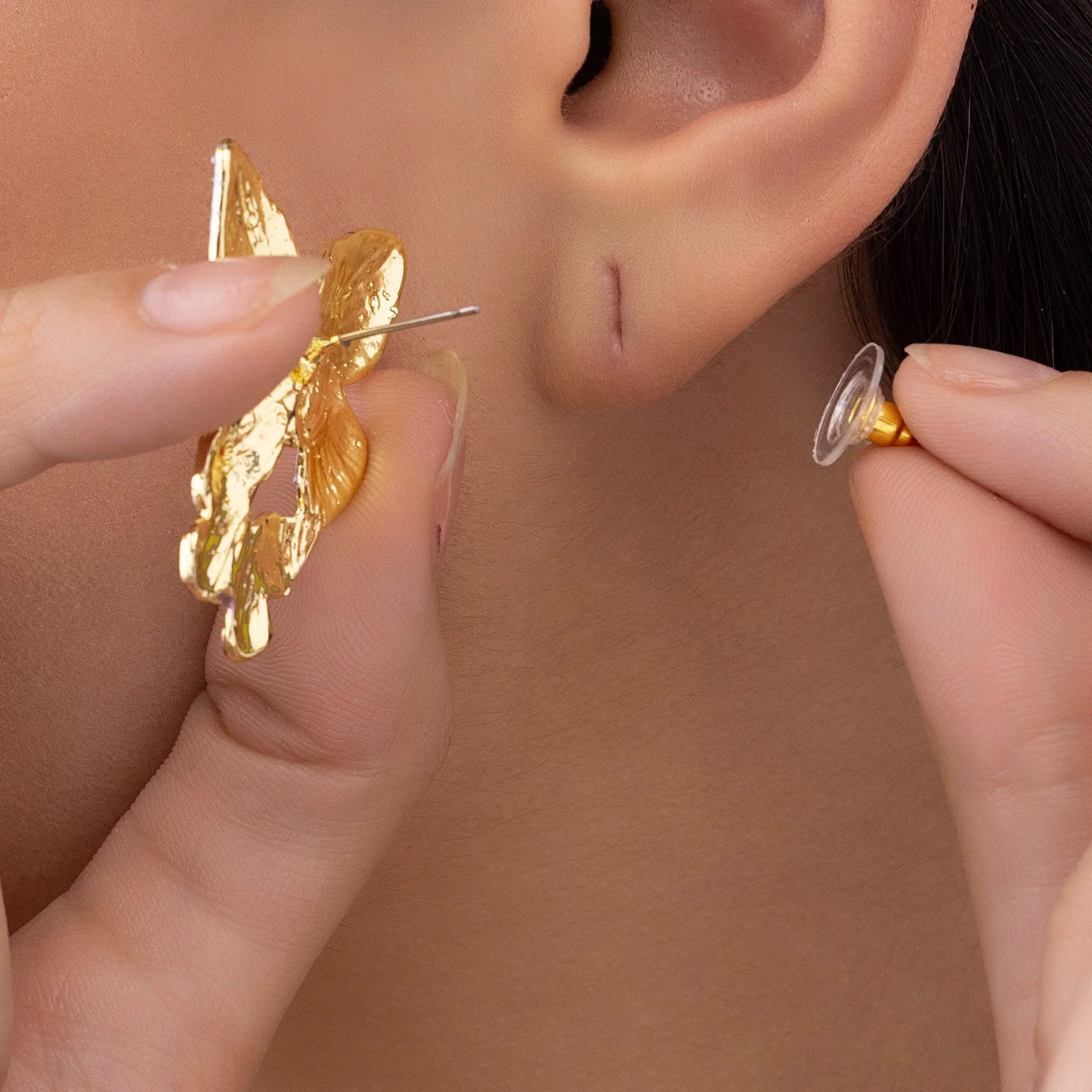 AUROZI Anti-Tarnish Blue and Pink Enamel Butterfly Dangle Earrings