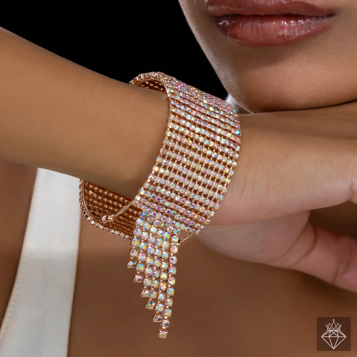 AUROZI Anti-Tarnish Crystal Bangle Bracelet (Adjustable Size)