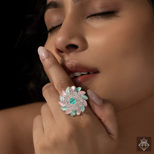 AUROZI Anti-Tarnish Crystal Ring (Adjustable Size)