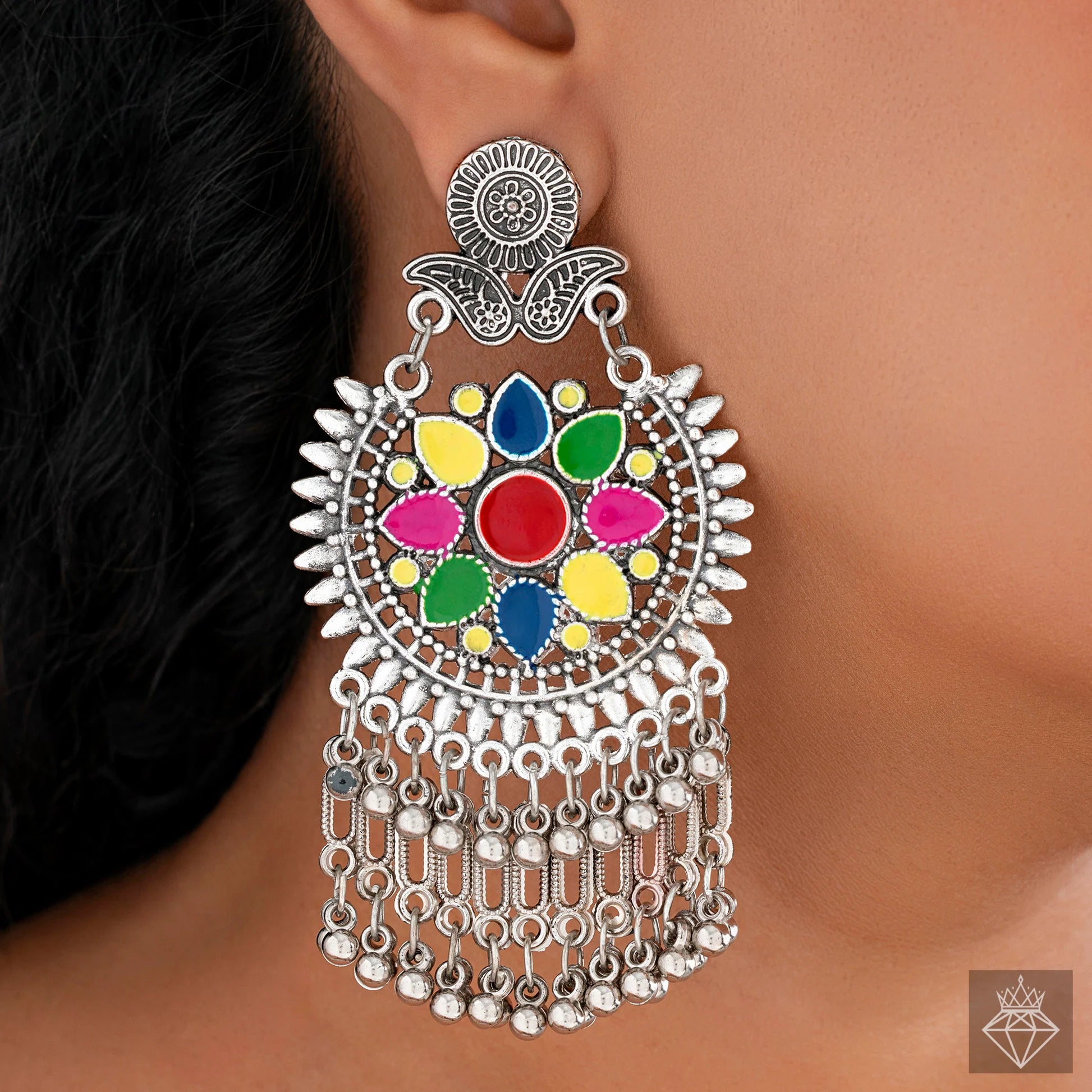 AUROZI Ethnic Enchantment: Multicolour Statement Earrings