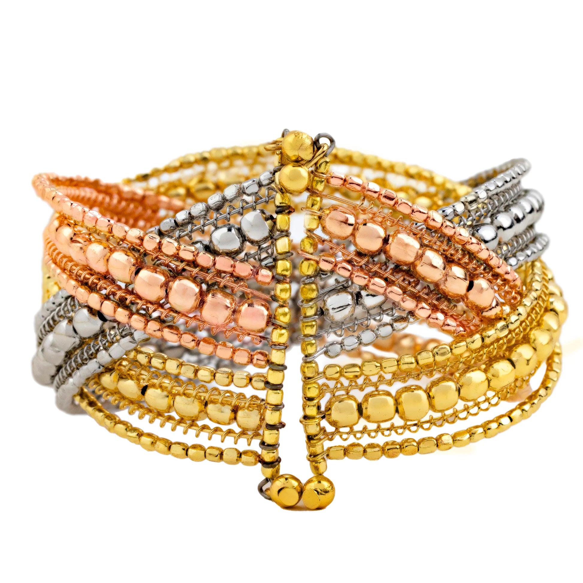 AUROZI Anti-Tarnish Exclusive Limited Edition Tri-Tone Cuff Bracelet (Adjustable Size)