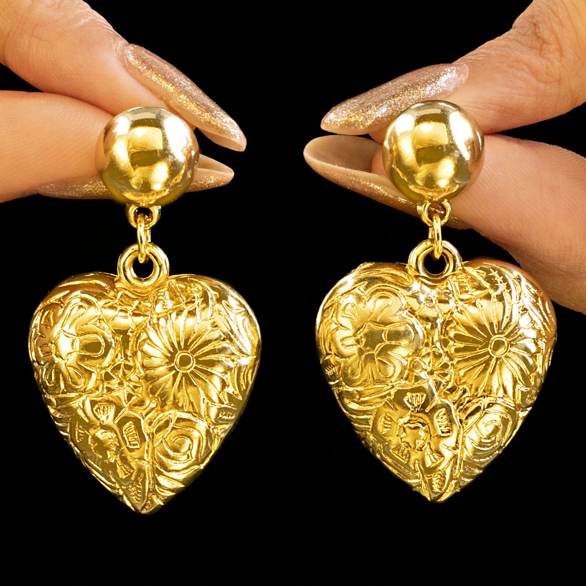 AUROZI Anti-Tarnish Puffy Heart Earrings