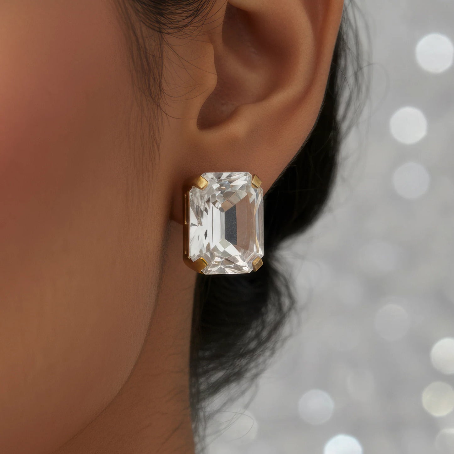 AUROZI Anti-Tarnish Single-Line Crystal Necklace Set with Earrings