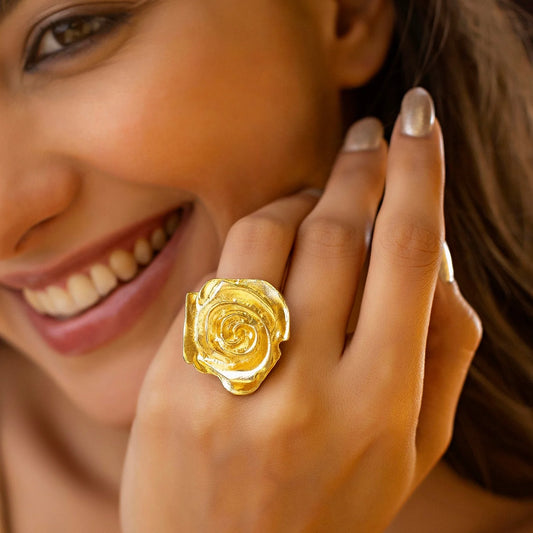 AUROZI Anti-Tarnish Rose Flower Ring (Adjustable Size)