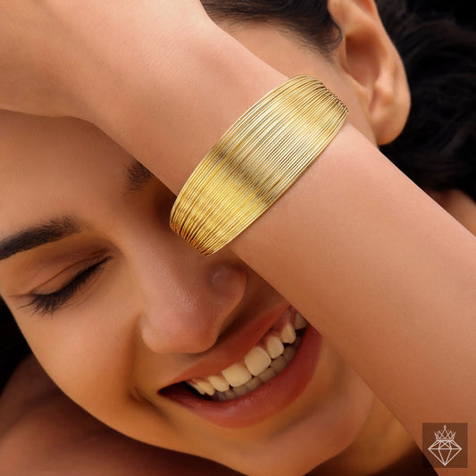 AUROZI Anti-Tarnish Bold & Gold Layered Bangle Bracelet