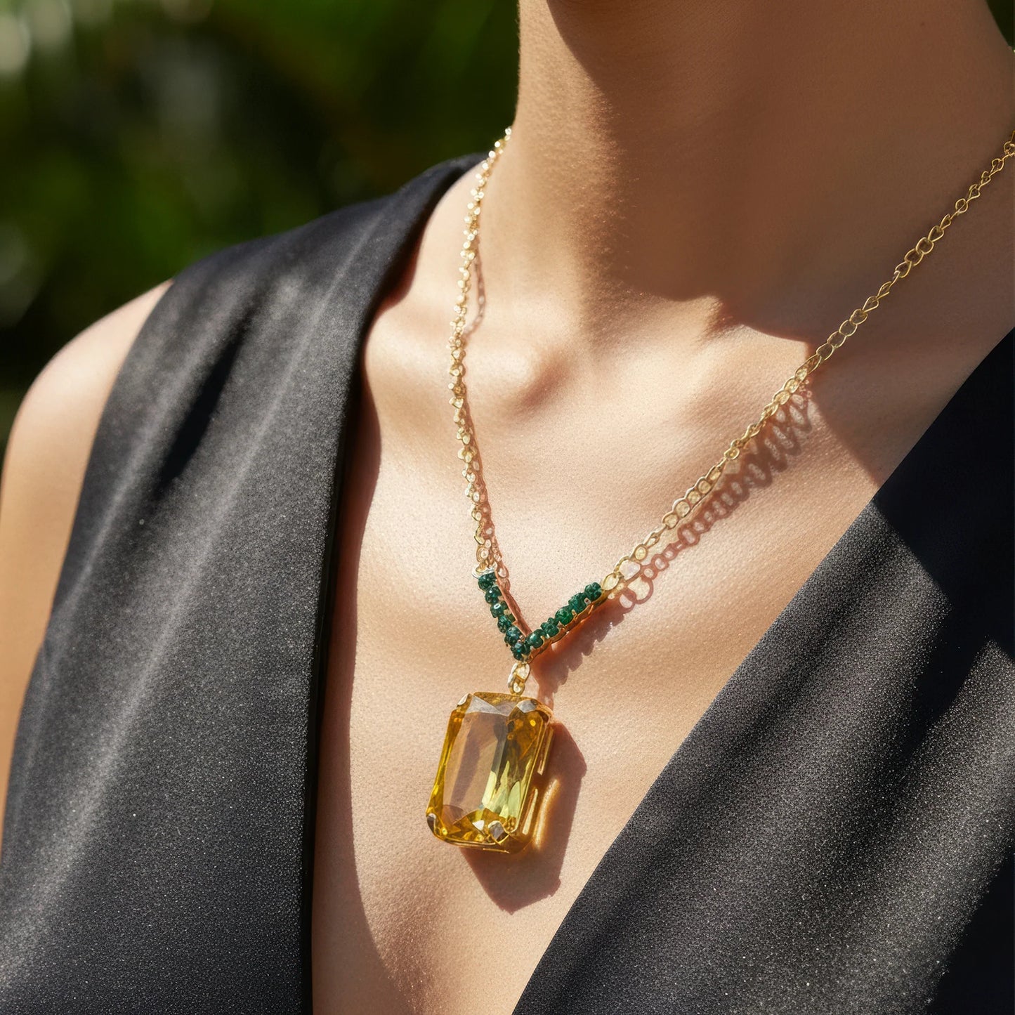 AUROZI Anti-Tarnish V-Shape Pendant Necklace Set With Earrings