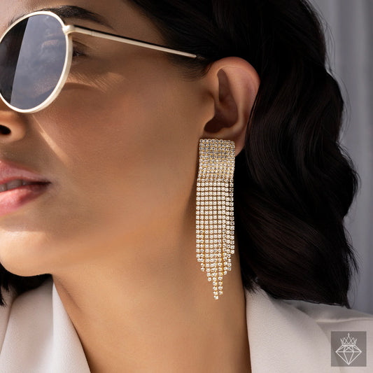 AUROZI Anti-Tarnish Crystal Danglers – Radiant Glamour for Every Occasion