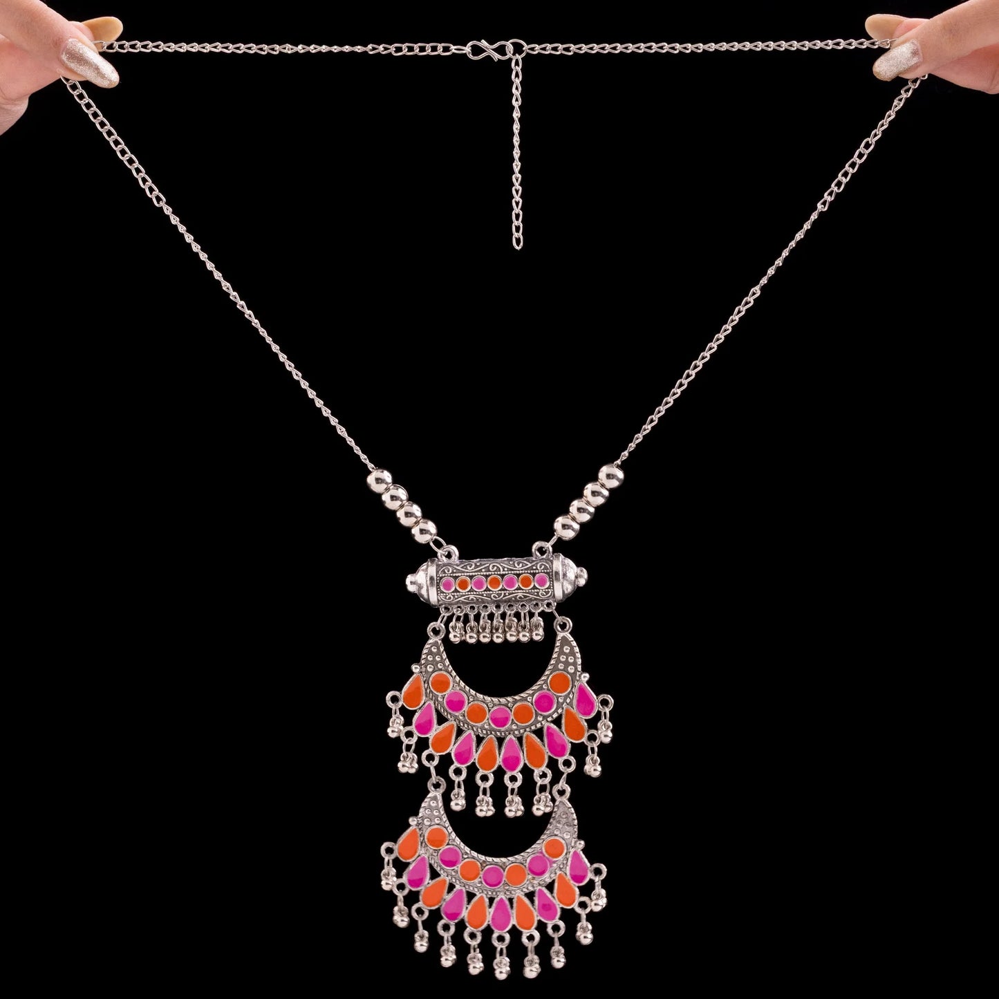 AUROZI Colorful Cadence: Enameled Ghungroo Necklace