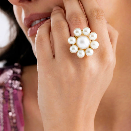 AUROZI Oceanic Pearl Ring (Adjustable Size)