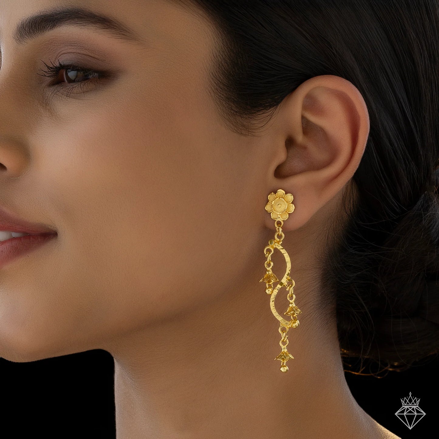 AUROZI Anti-Tarnish Golden Flower Danglers