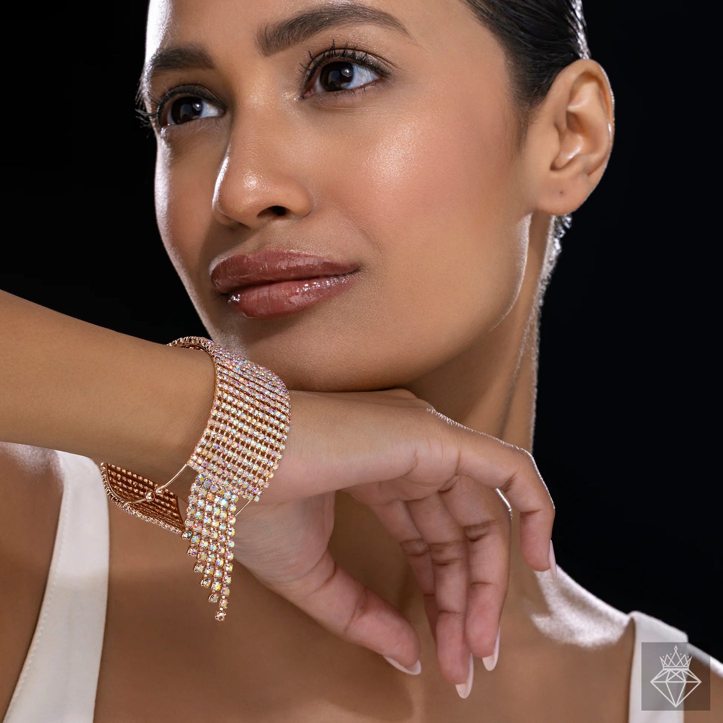 AUROZI Anti-Tarnish Crystal Bangle Bracelet (Adjustable Size)