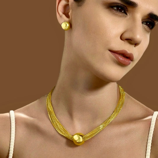 AUROZI Anti-Tarnish Multilayer Necklace Set With Earrings
