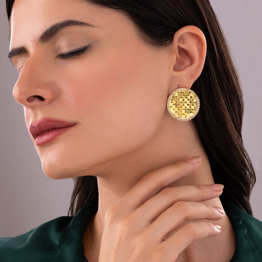 AUROZI Anti-Tarnish Premium Brass Statement Studs