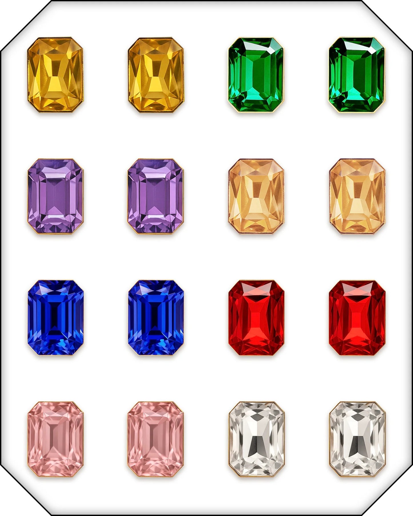 AUROZI Super Saver Pack Of 8 Multicolour Anti-Tarnish Premium Quality Crystal Earrings