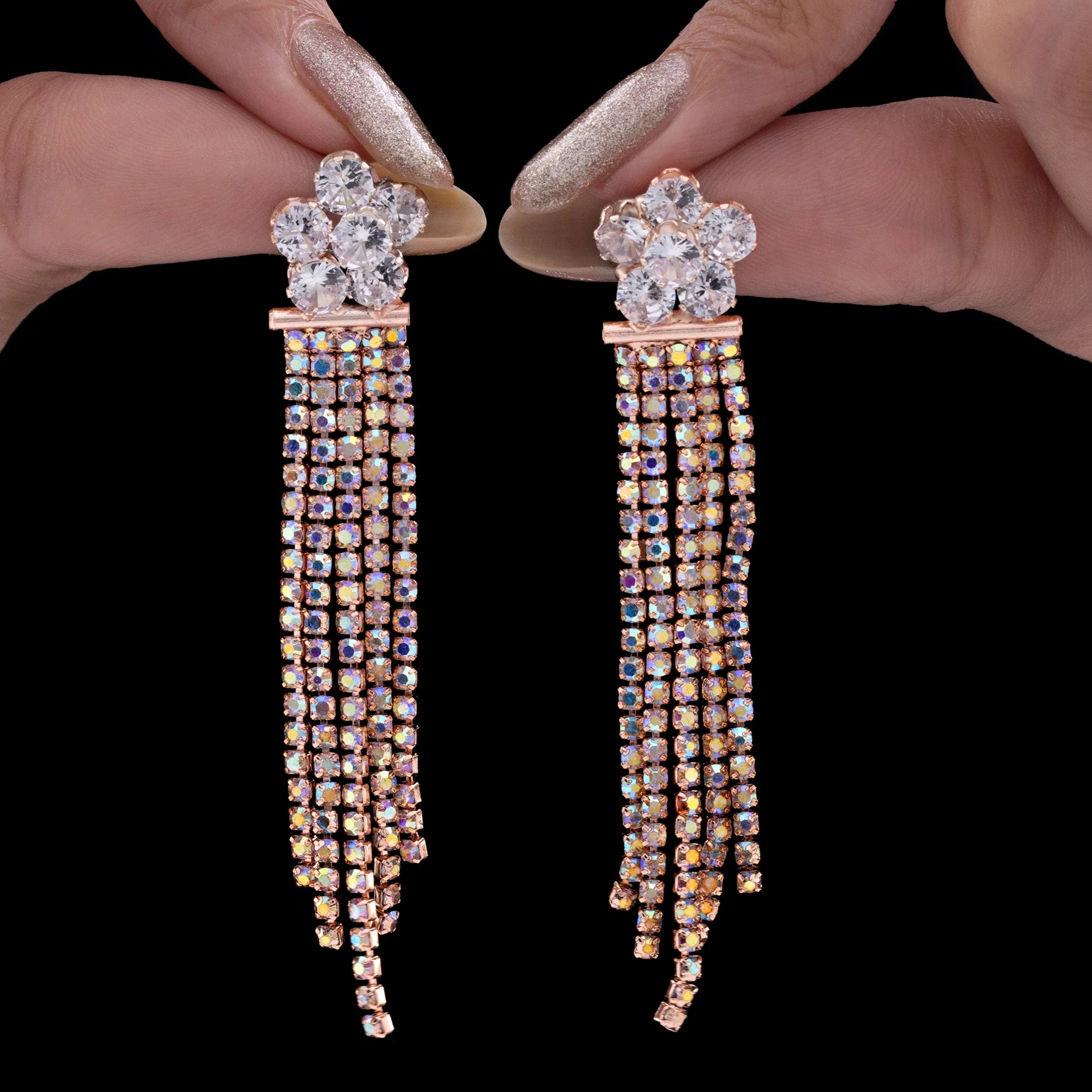 AUROZI Anti-Tarnish Crystal Flower Danglers