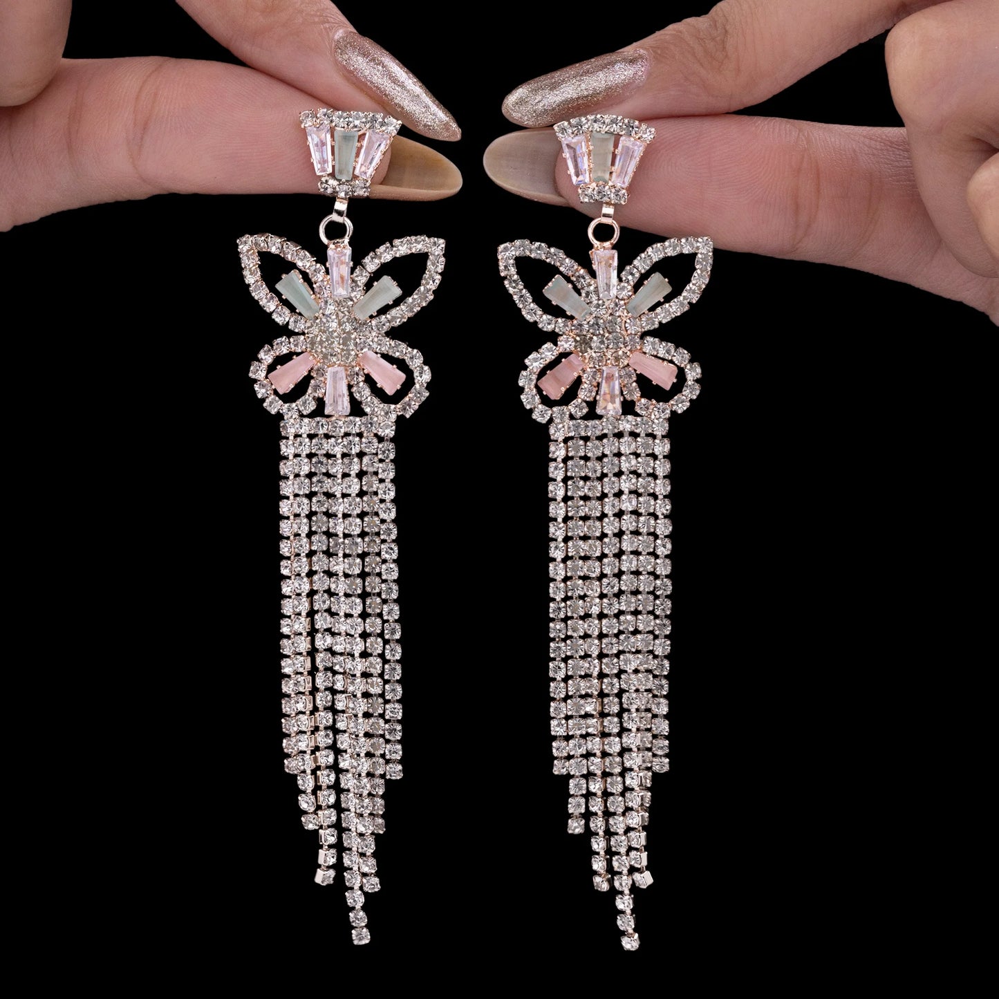 AUROZI Anti-Tarnish Butterfly Crystal Danglers