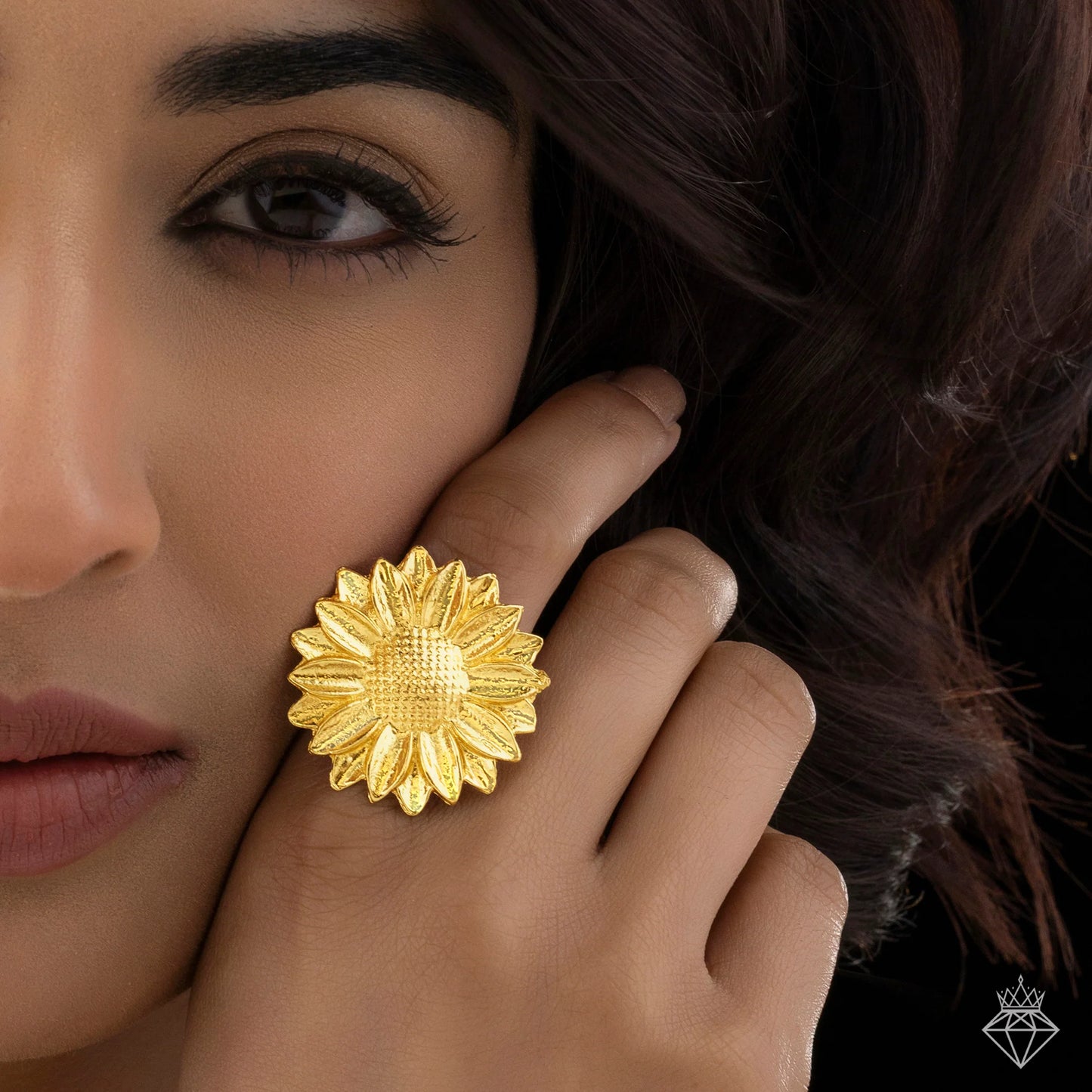 AUROZI 🌸 Anti-Tarnish Golden Flower Ring – Adjustable Size