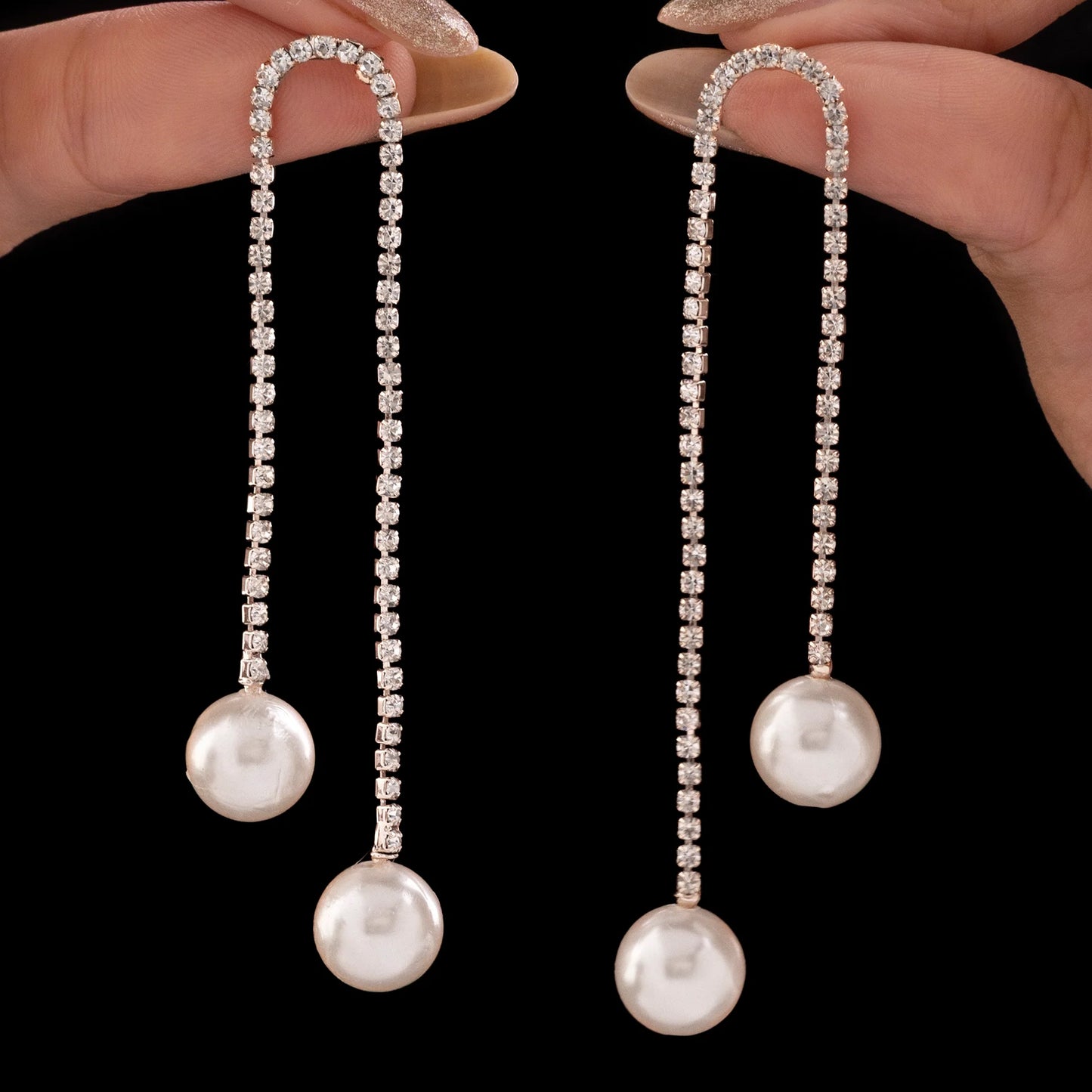 AUROZI Anti-Tarnish Pearl Drop Crystal Danglers