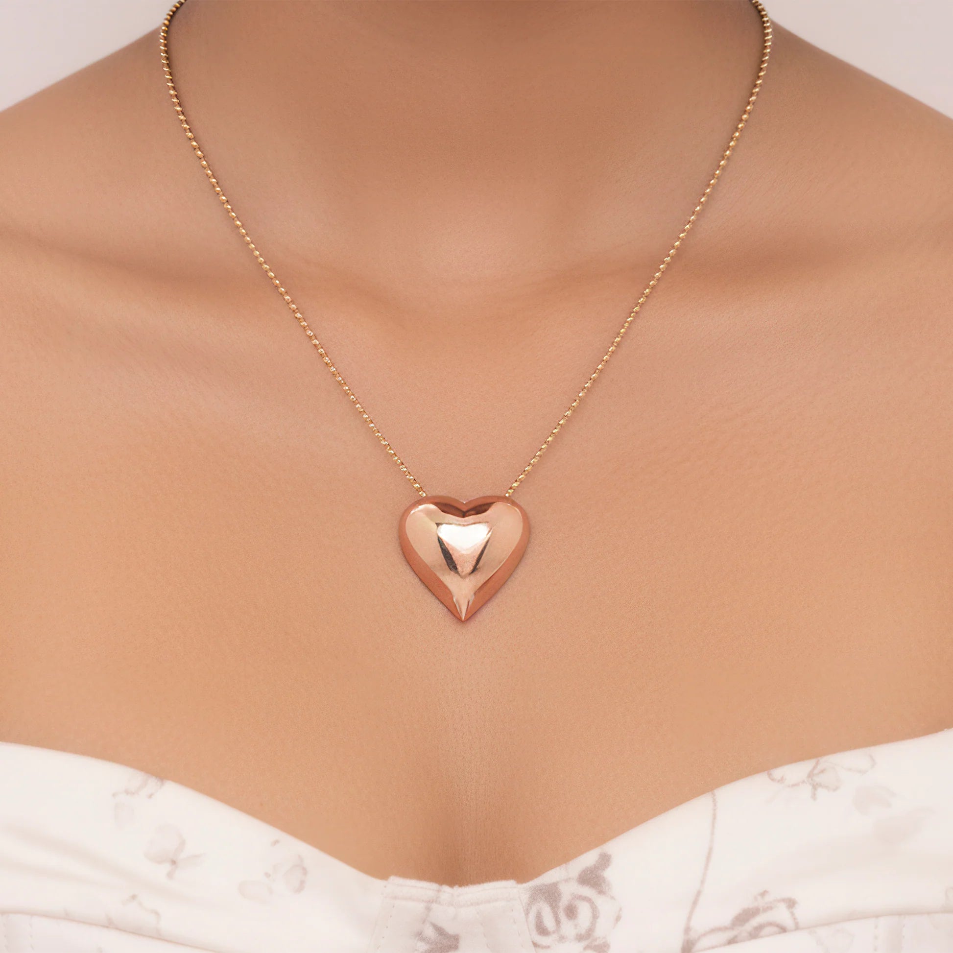 AUROZI Anti-Tarnish Heart Necklace Set with Earrings