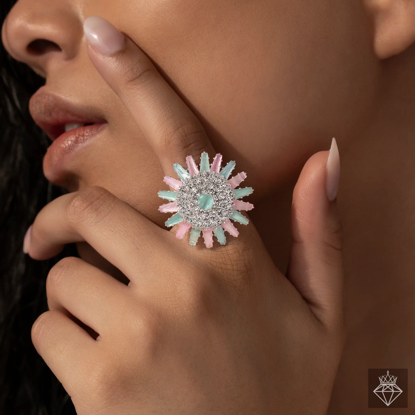 AUROZI Anti-Tarnish Crystal Ring (Adjustable Size)