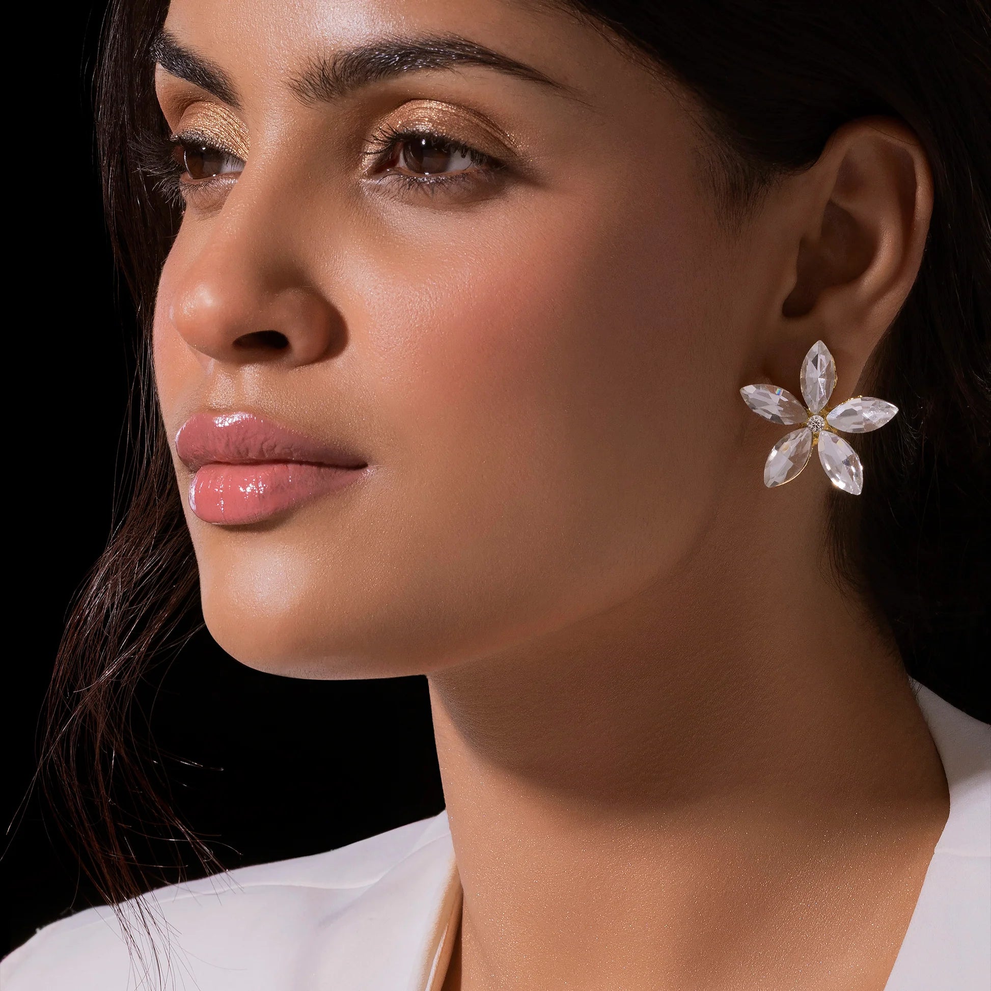 AUROZI Anti-Tarnish Crystal Flower Earrings