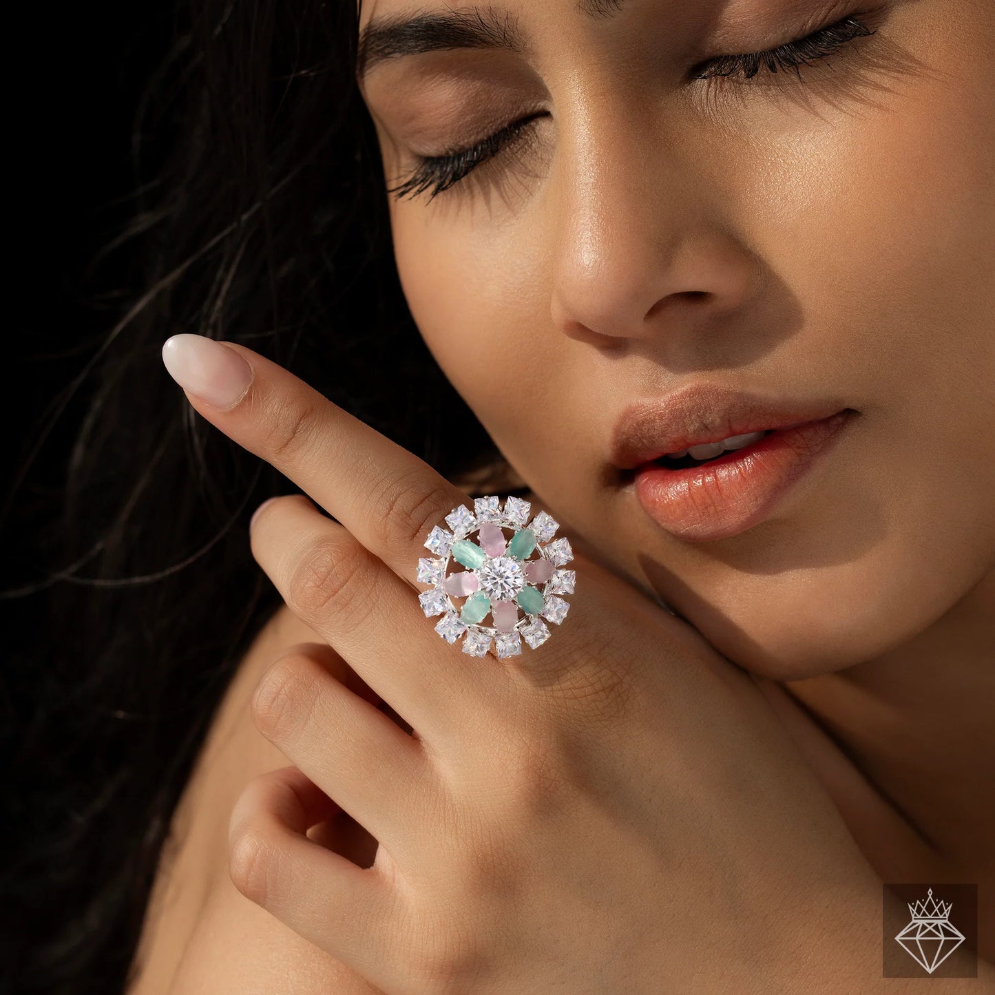 AUROZI Anti-Tarnish Crystal Ring (Adjustable Size)