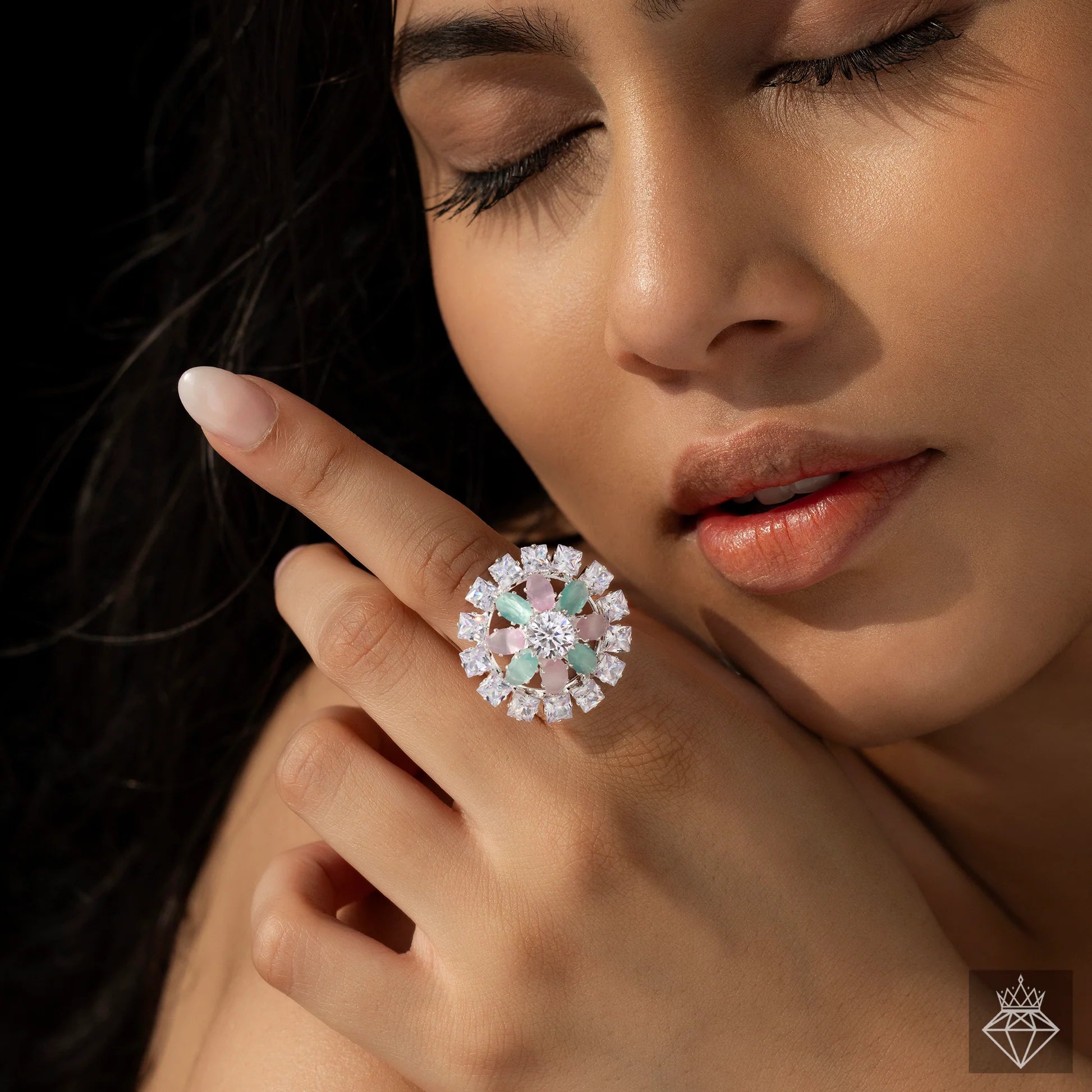 AUROZI Anti-Tarnish Crystal Ring (Adjustable Size)