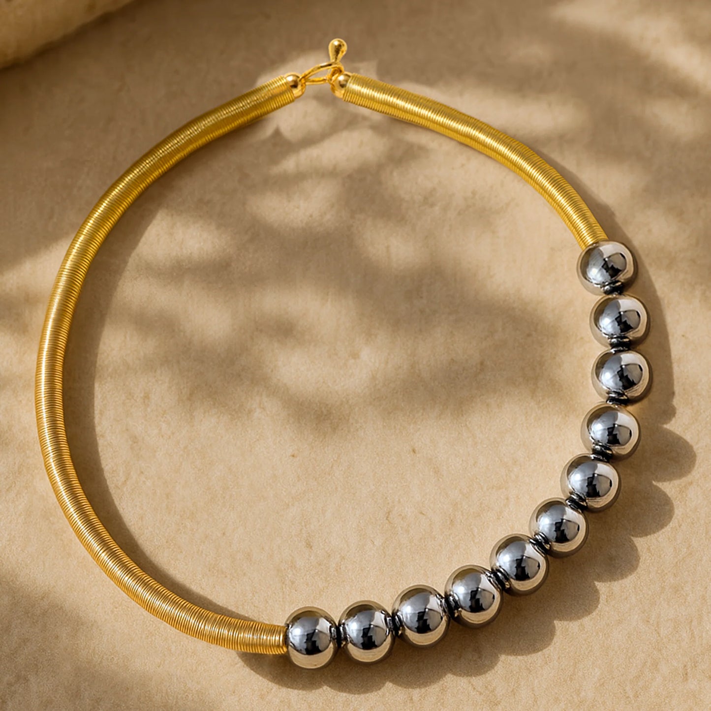 AUROZI Anti-Tarnish Spring Balls Hasli Necklace