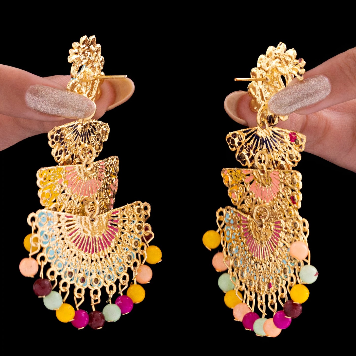AUROZI Anti-Tarnish Layered Ethnic Danglers