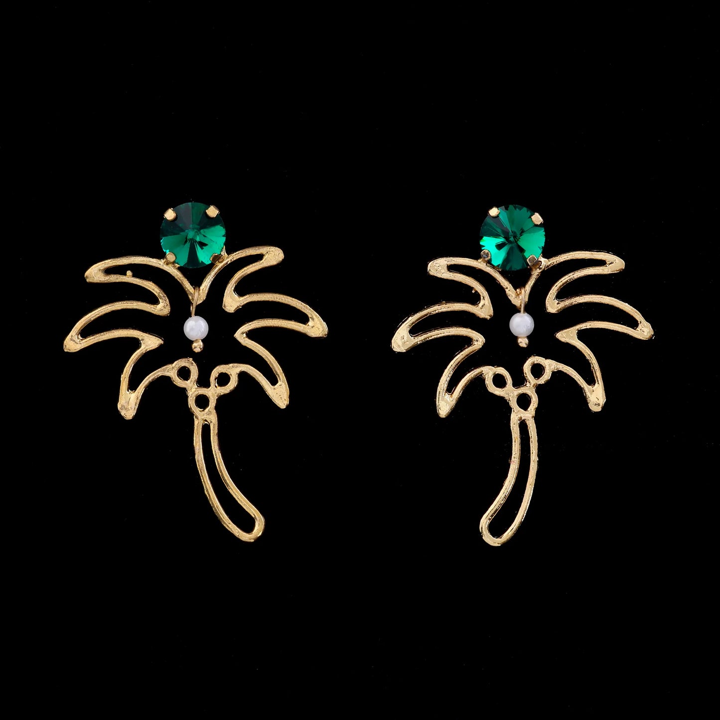 AUROZI Anti-Tarnish Palm Tree Necklace Set With Earrings