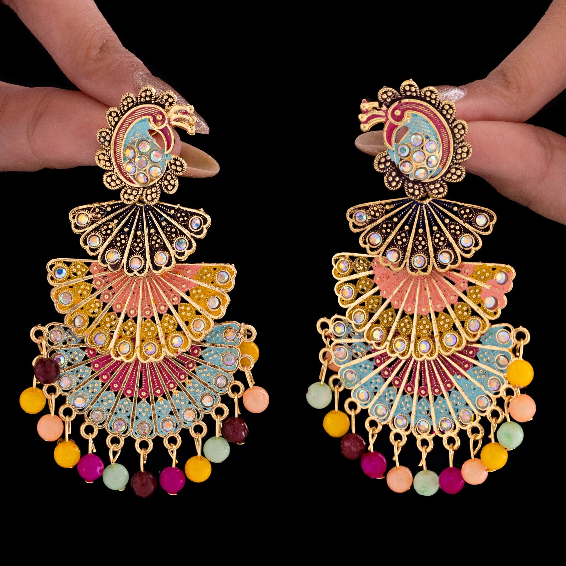 AUROZI Anti-Tarnish Layered Ethnic Danglers