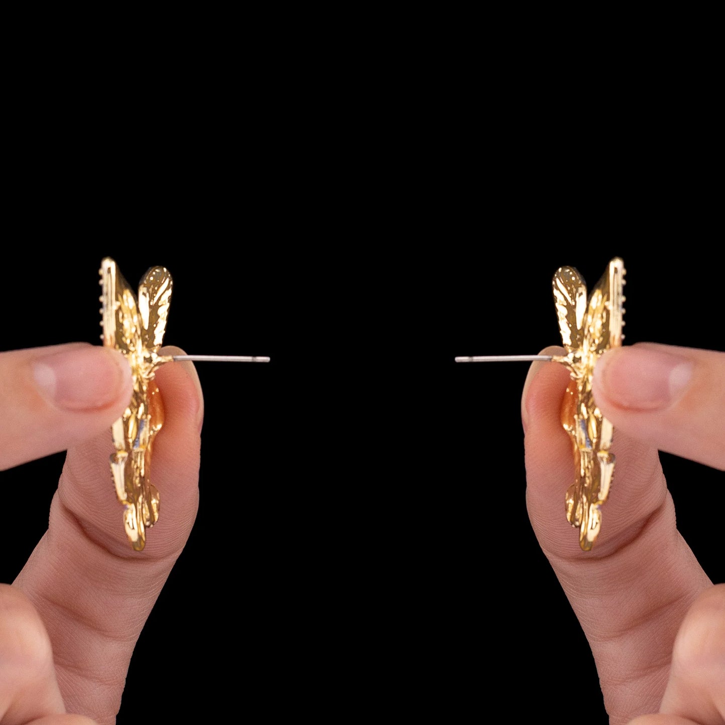 AUROZI Anti-Tarnish Blue and Pink Enamel Butterfly Dangle Earrings