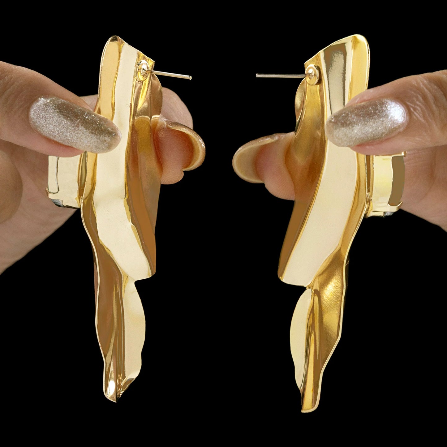 AUROZI Anti-Tarnish Golden Statement Emerald Earrings Set