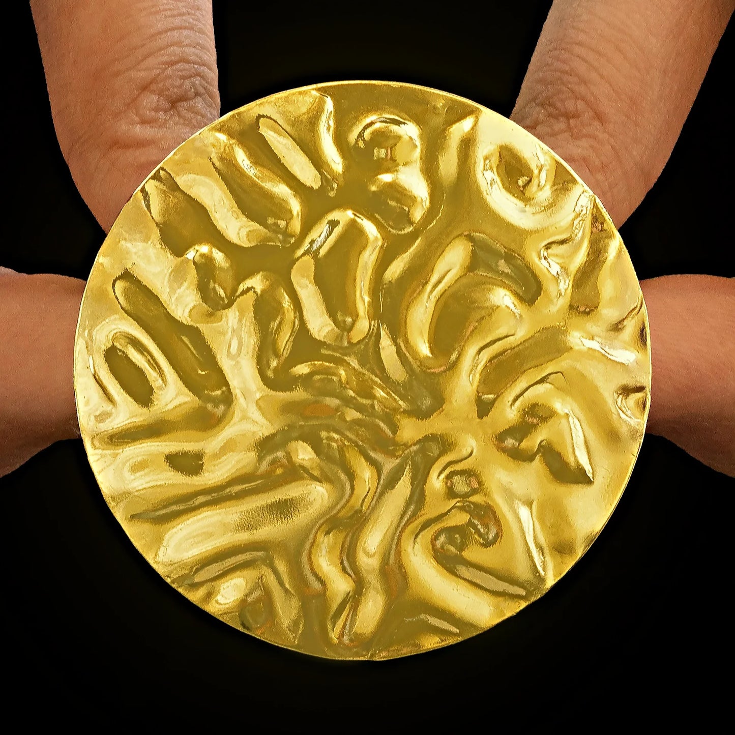 AUROZI Anti-Tarnish Hammered Coin Ring (Adjustable Size) Rustic Charm. Modern Edge. Timeless Appeal.