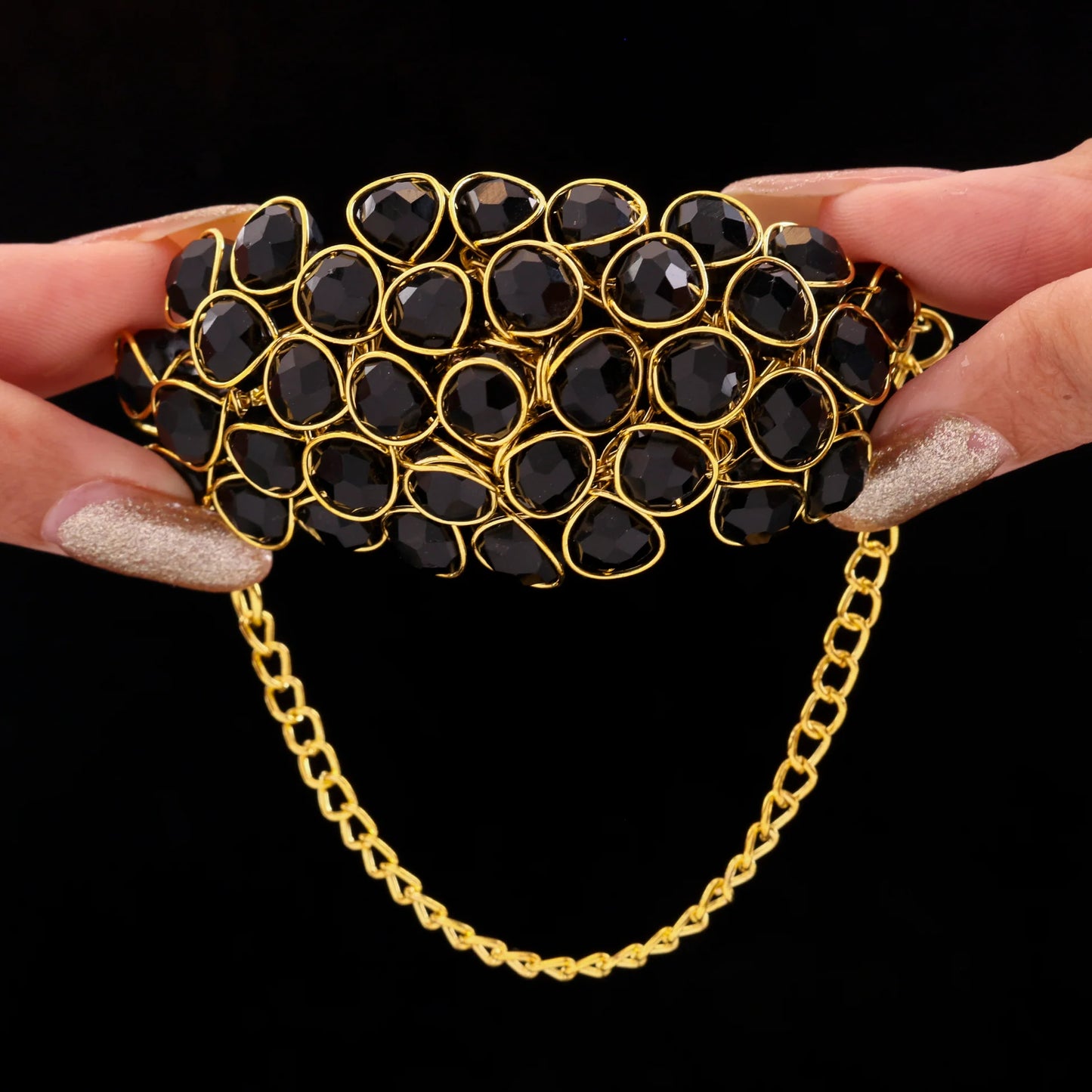 AUROZI Spectacular Black Crystal Stone Bracelet