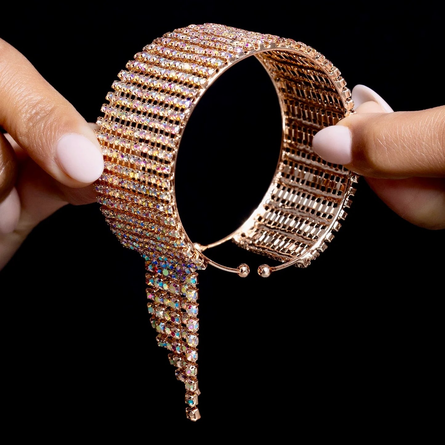 AUROZI Anti-Tarnish Crystal Bangle Bracelet (Adjustable Size)