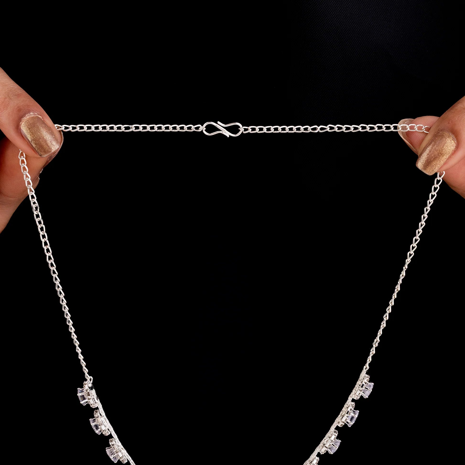 AUROZI Anti-Tarnish Solitaire Necklace Set With Earrings